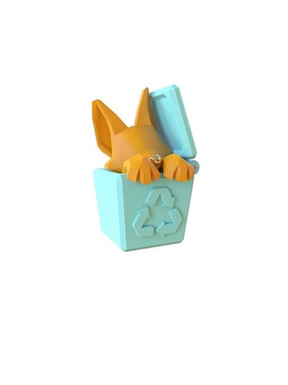 Trash bin animal polygon earrings B1265