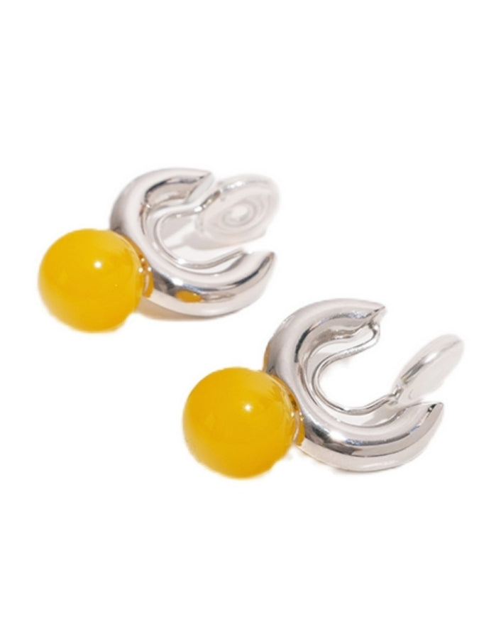 Natural Yellow Chalcedony Ear Clip B1195