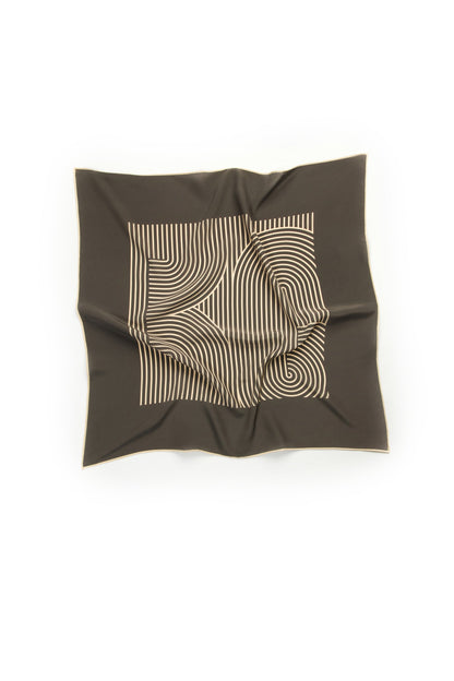 Abstract line double-sided silk scarf