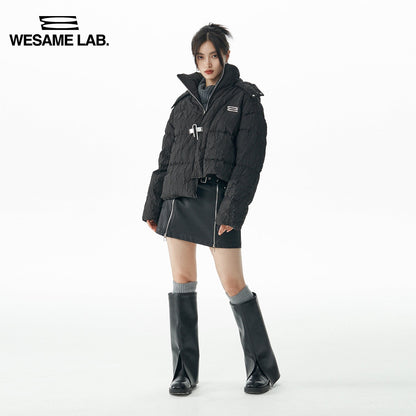 Short Stand Collar Detachable Hooded Down Jacket