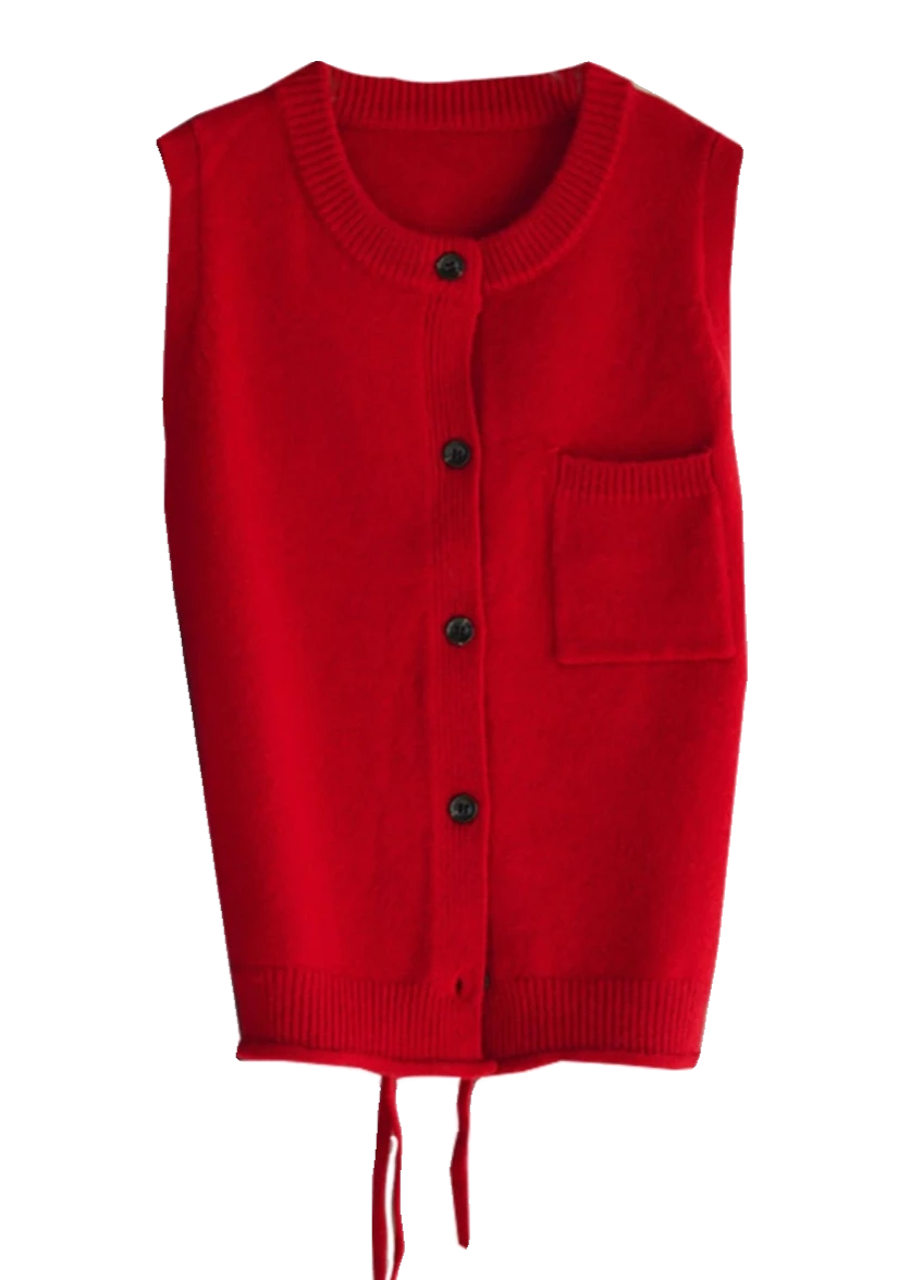 Lace-up backless knit vest B2402