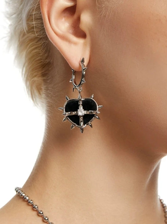 Love velvet spiky ring earrings B2307