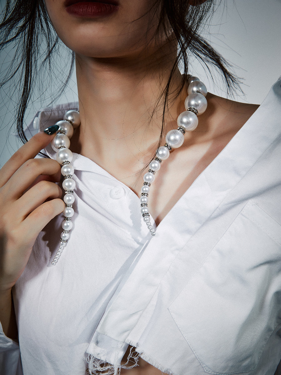 Rhinestone light luxury pearl necklace
