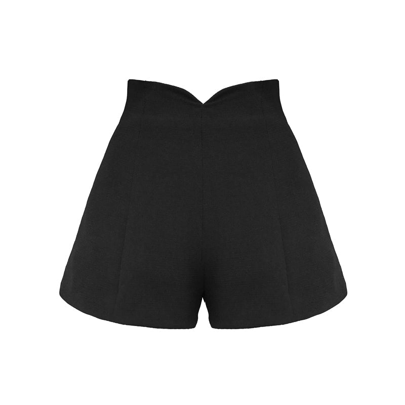 A-line silhouette high waist slim wide-leg shorts