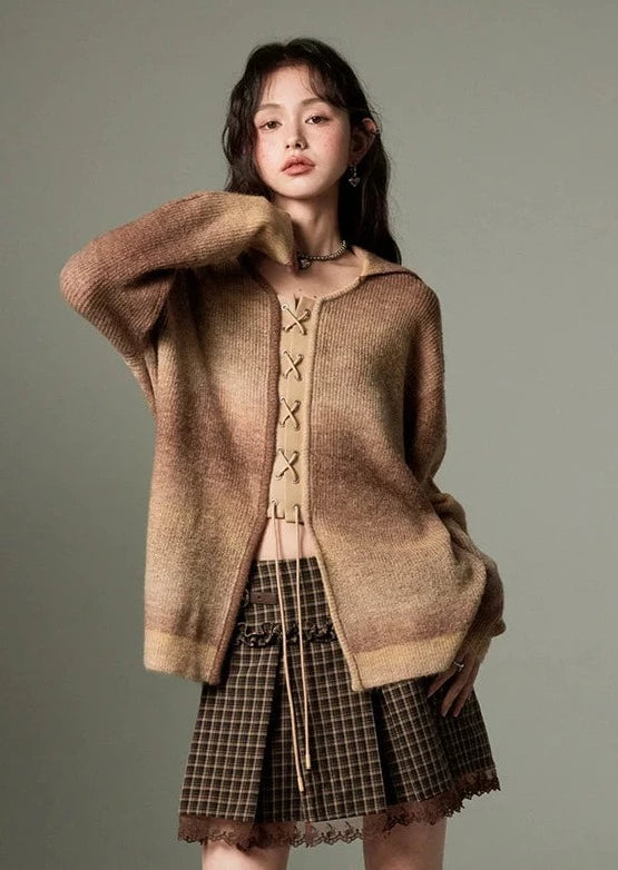 Gradient Knitted Versatile Sweater B2232