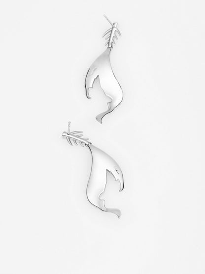 Fishtail silver earrings B1499
