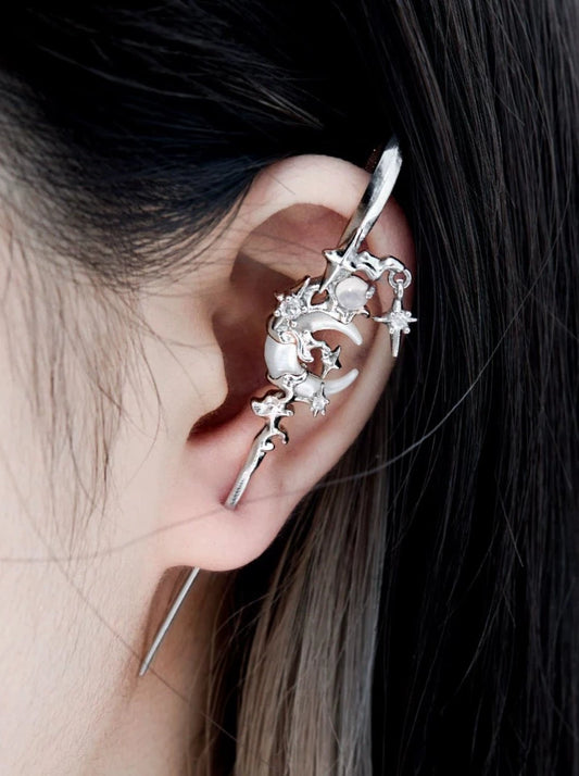 Moon needle earrings B2372