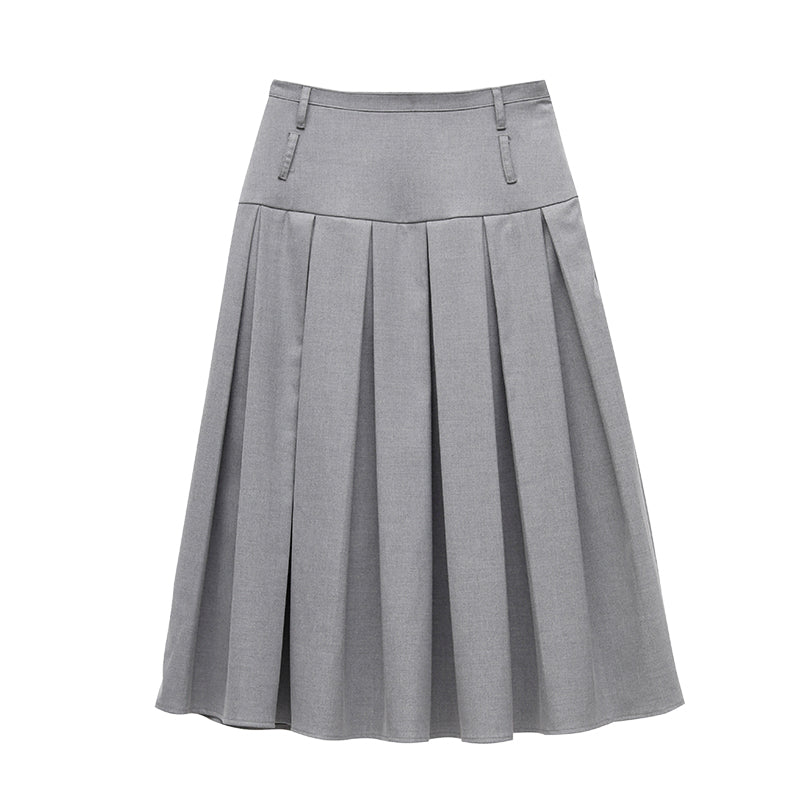 Pleated all-match long skirt