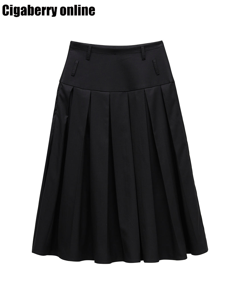 Pleated all-match long skirt