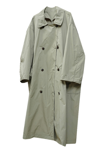 Lapel big pocket loose long coat B2555
