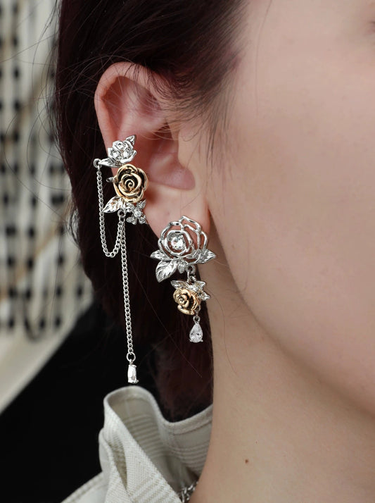 Sunset rose asymmetric earrings B2378
