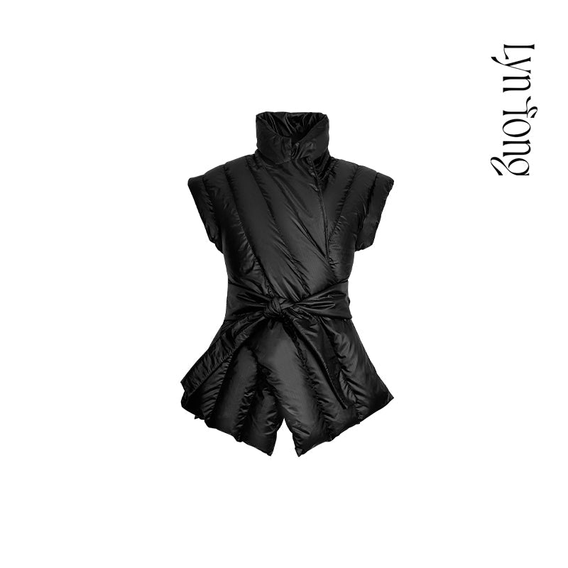 Slim Fit Quilted Short Sleeveless Down Jacket