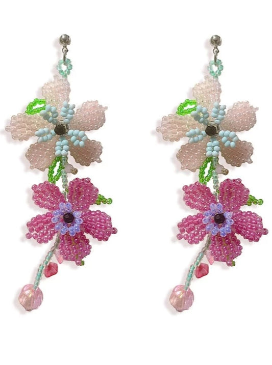Handmade Beaded Flower Earrings B2061