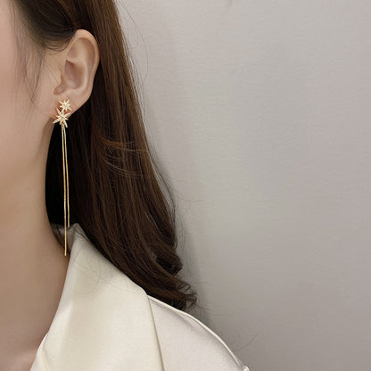 Octagon long tassel earrings B1672