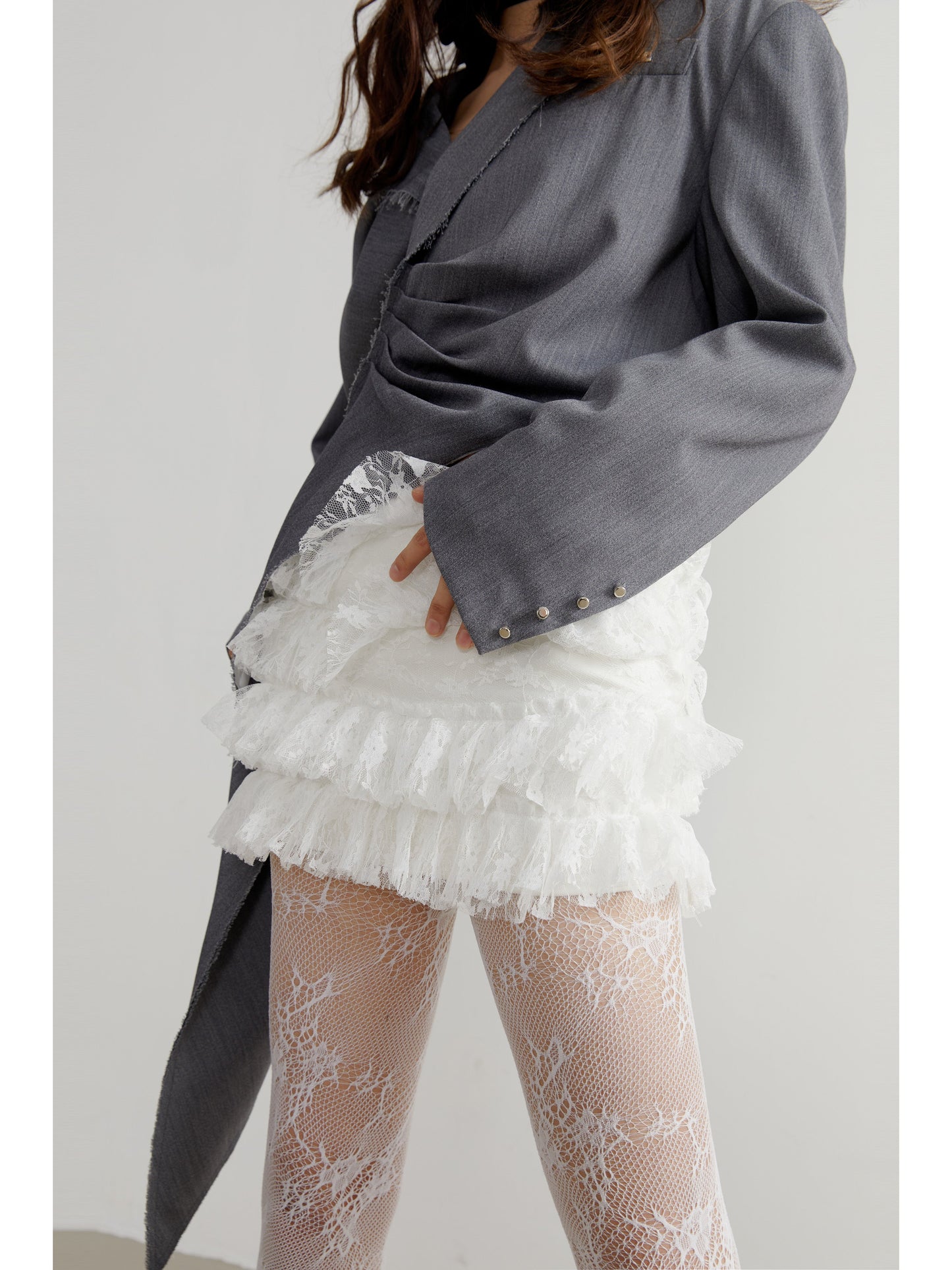 Multi-layer lace low waist mini skirt