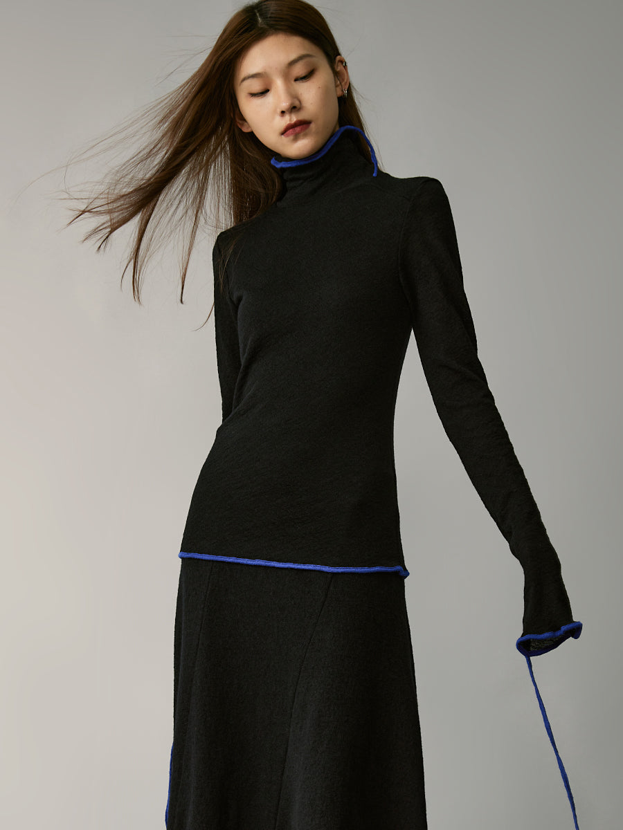 High-collar bottoming wool long-sleeved sweater
