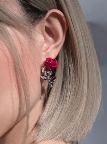 Polygon Metal Rose Earrings B1425