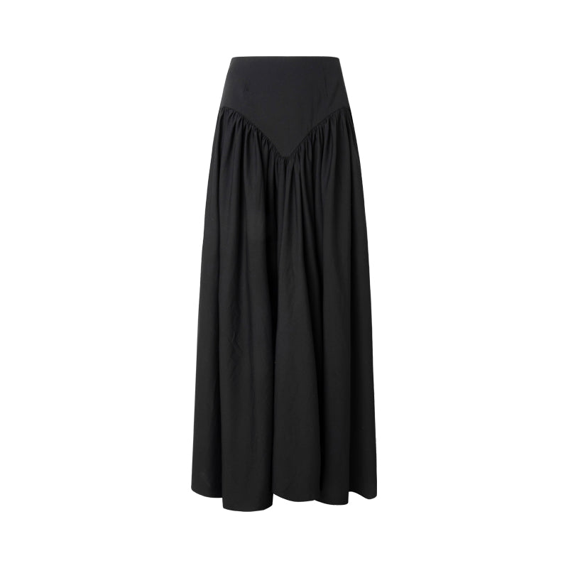 Waist pleated long skirt
