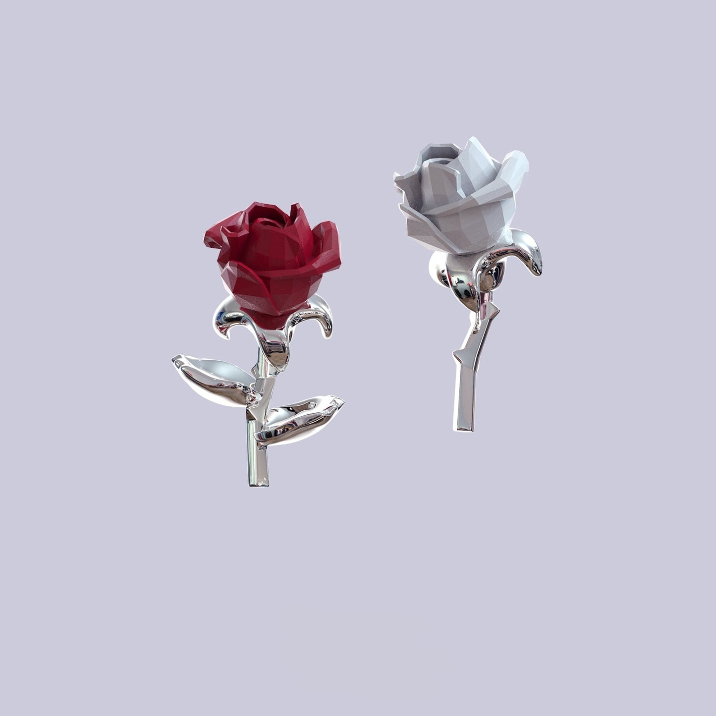 Polygon Metal Rose Earrings B1425