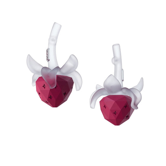 透明草莓多邊形耳環 B1800