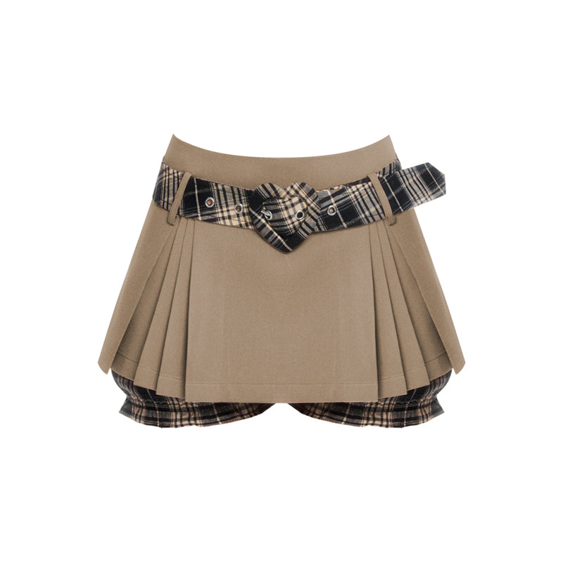 A-line pleated mid-waist skirt
