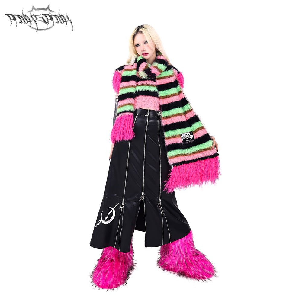 Impact color concept stripe wool knitted scarf