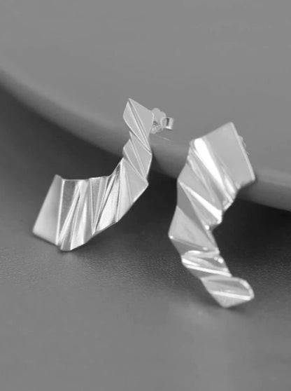 S925 Origami solid geometry earrings B2278