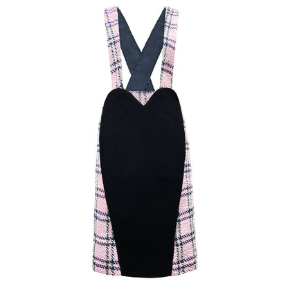 Pink and black plaid wool dress