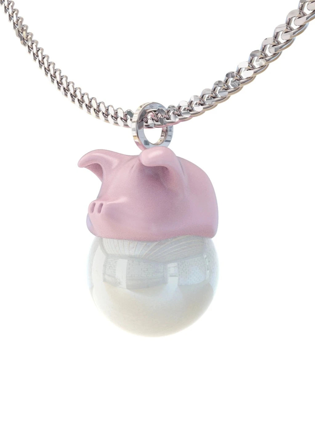 多邊形小豬珍珠項鍊 B2623