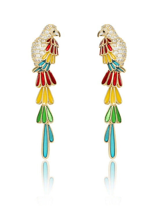 Parrot long tassel earrings B2557