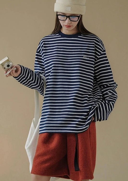 Casual striped long sleeve T-shirt B2449