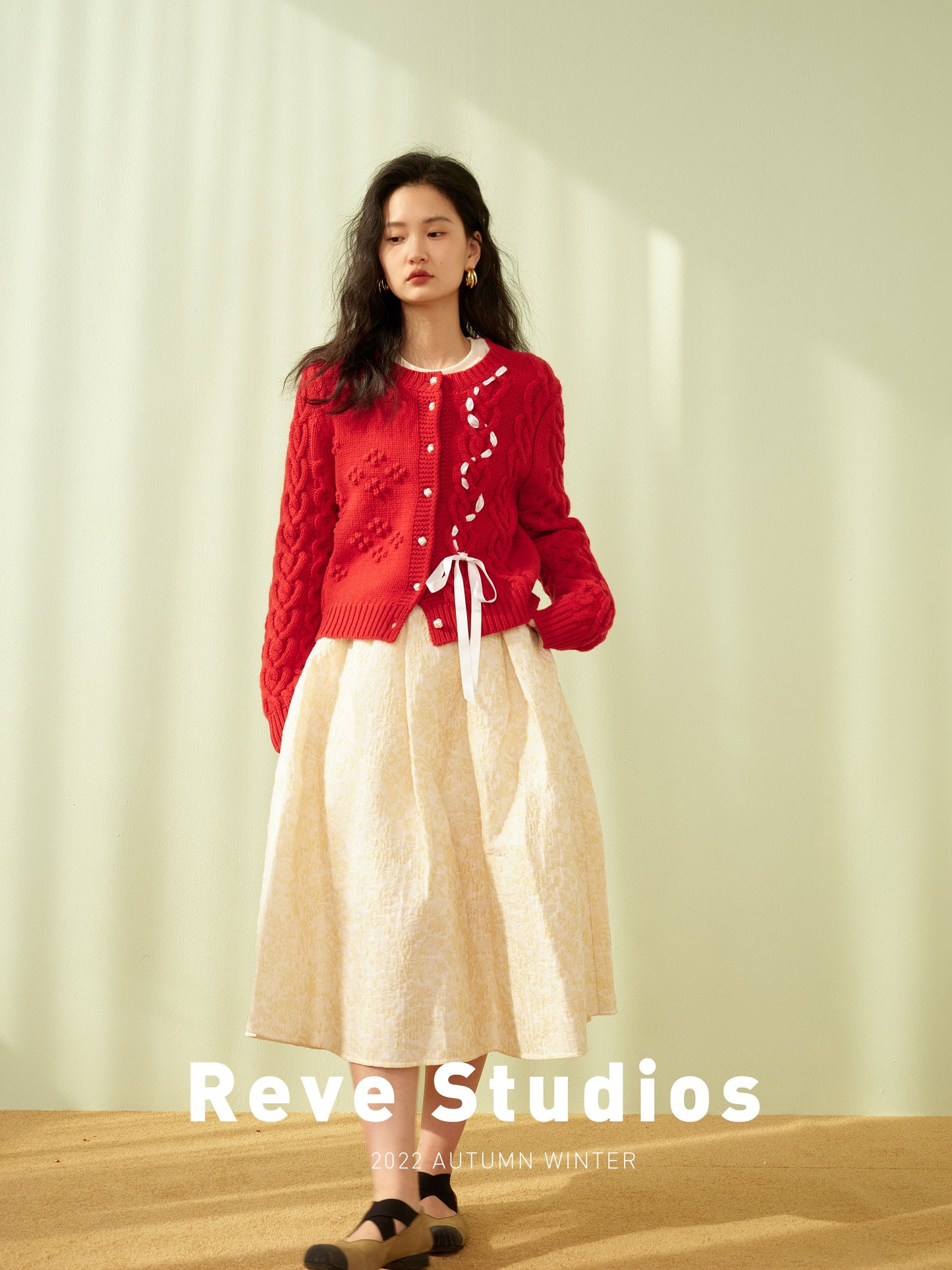 Chinese style cotton texture jacquard top and skirt