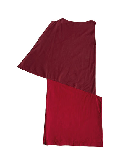 Simple splicing loose sleeveless dress