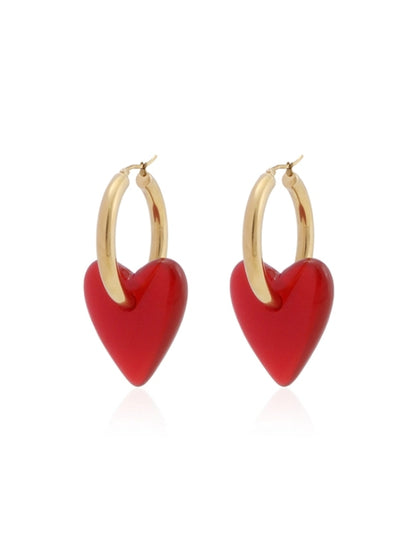 Red Big Heart Hoop Earrings B1297