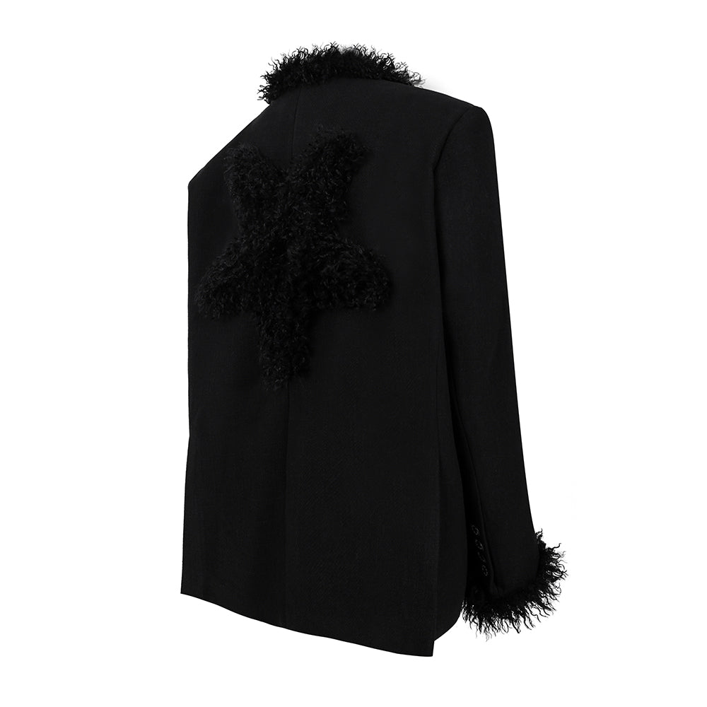Shoulder pads wool black jacket