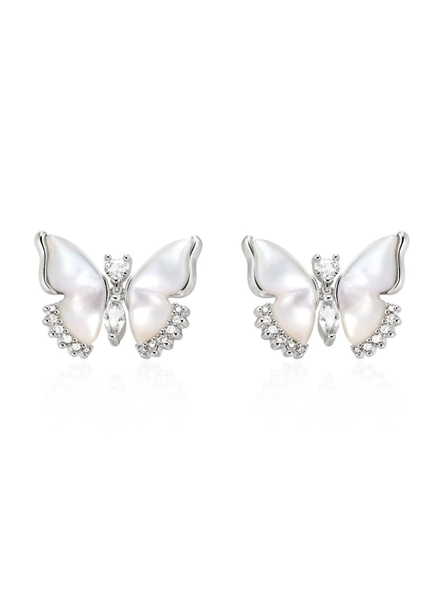 White shell butterfly earrings B2444