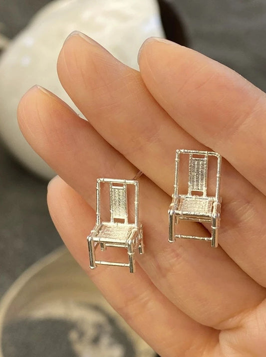 S925 bamboo square chair earrings B2394