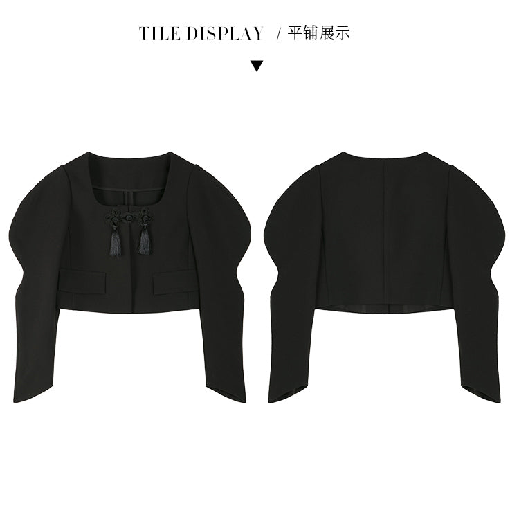 Black curved sleeve jacket