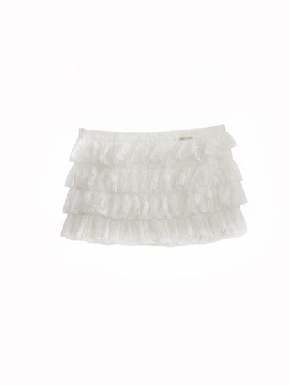 Multi-layer lace low waist mini skirt
