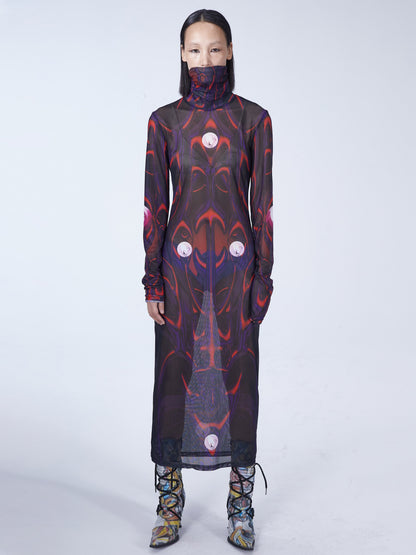 Abstract print body totem dress