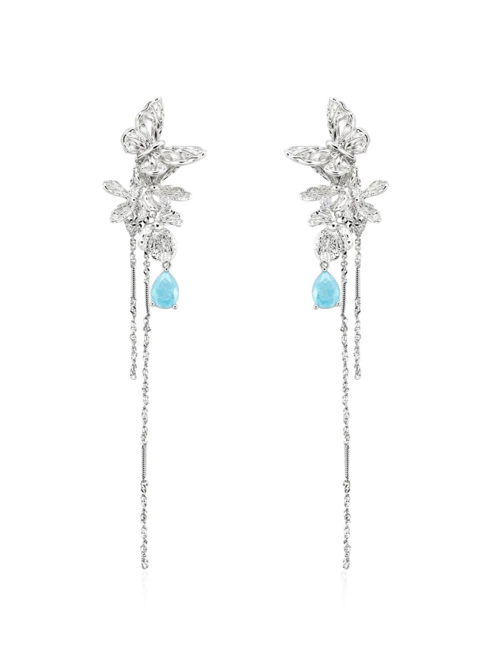 Butterfly flower tassel earrings B2508