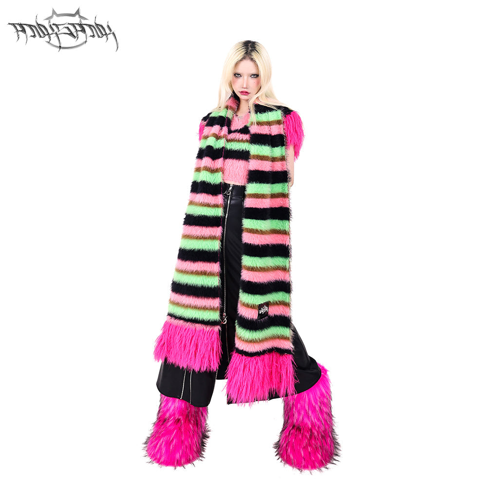 Impact color concept stripe wool knitted scarf