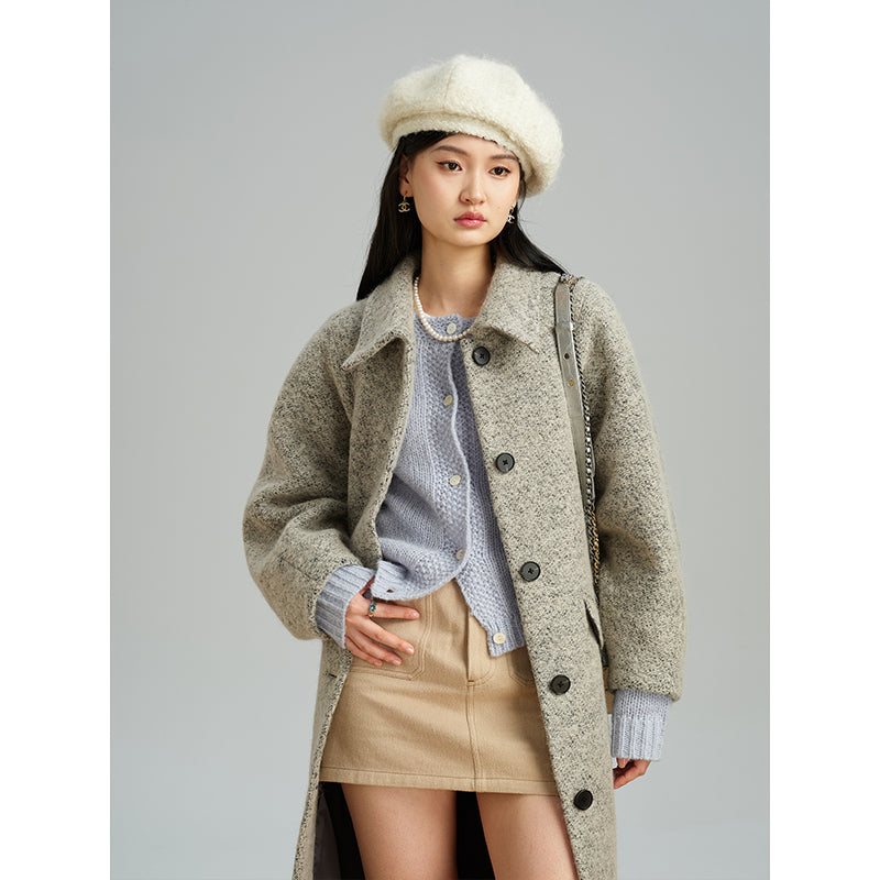Autumn and winter gray special texture coat