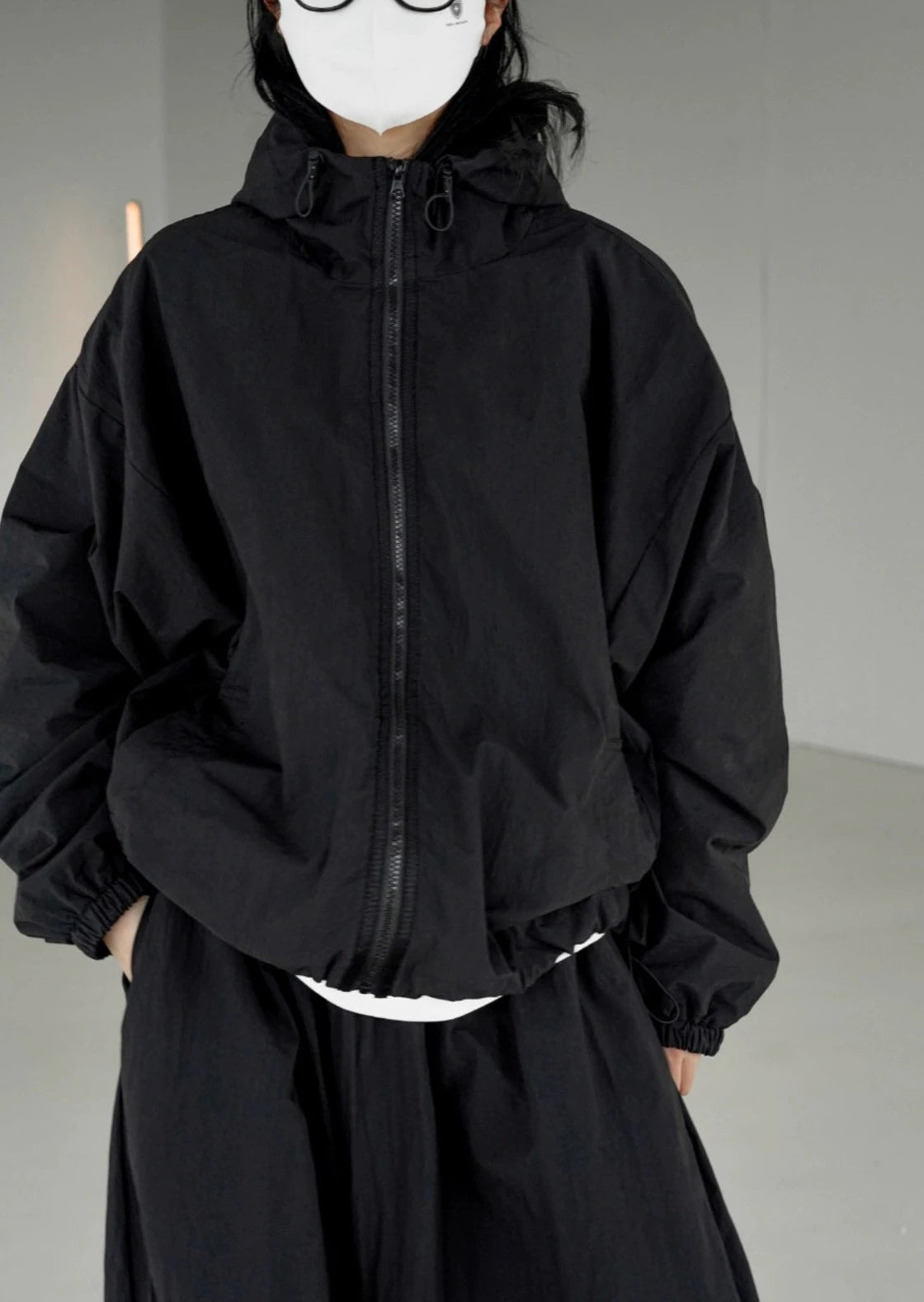 Loose work jacket with hood B2490