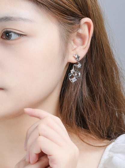 S925 Starry sky long earrings B2194