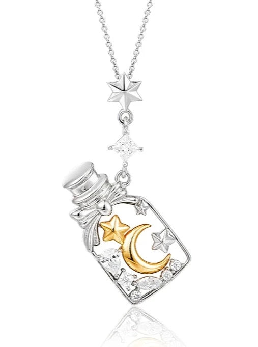 S925 Star Moon Drift Bottle Necklace B2188