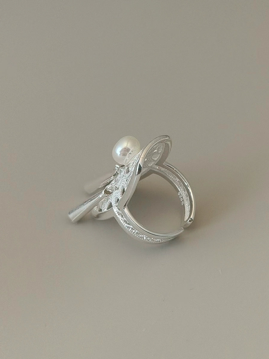 S925 Pearl tassel filigree ring B2111
