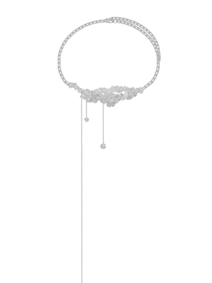 Natural White Crystal Tassel Necklace B1246