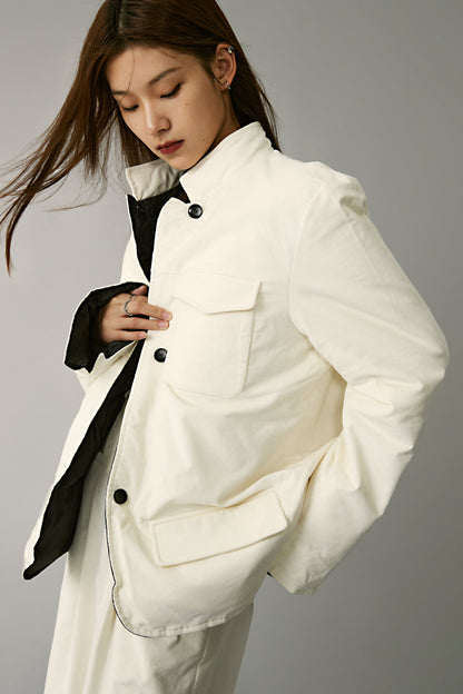 Corduroy two-wear white duck down jacket