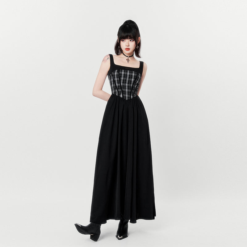 French high-end suspender dress